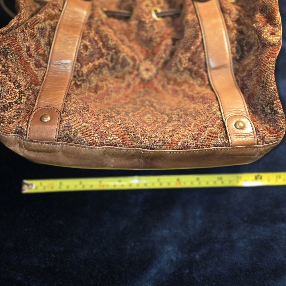 Kate landry purse. Tapestry And Leather Tan Bag - Picture 4 of 12